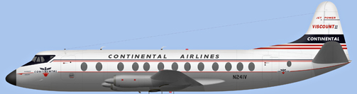 David Carter illustration of Continental Airlines Viscount N241V